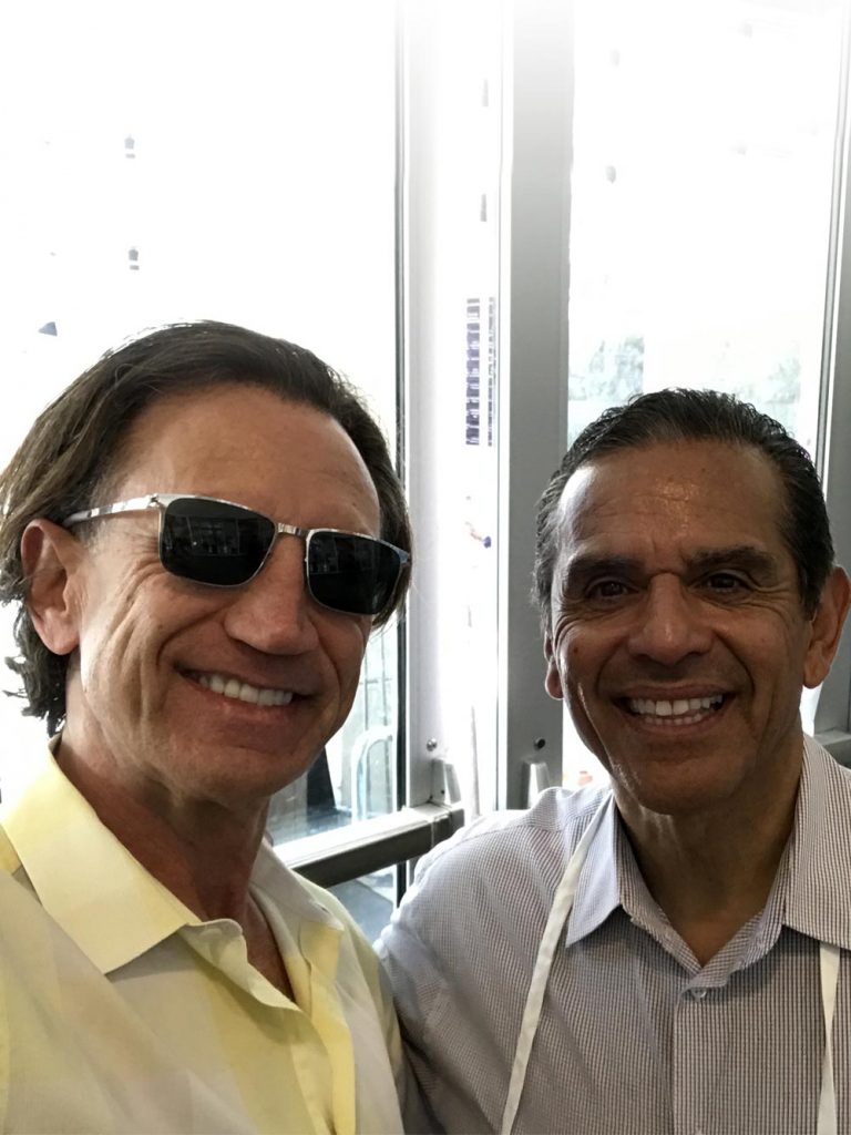 With Former Los Angeles Major Antonio Villaraigosa at The Midnight Mission on Skid Row in Los Angeles